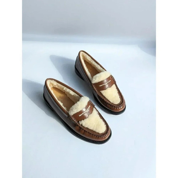 G.H.BASS Women's Whitney Shearling Loafers Whiskey Brown Size US 6 (MSRP $175) - Picture 5 of 11